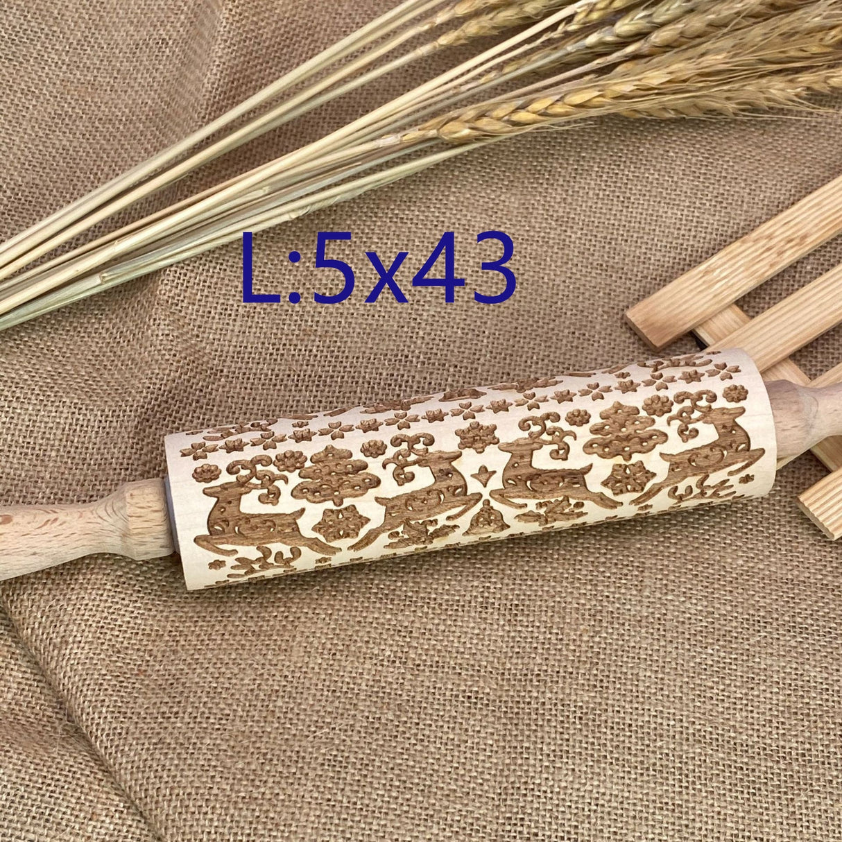 RollArt Prägemuster Nudelholz | Buchenholz Backwerkzeug | Perfekte Muster für Kekse & Teig