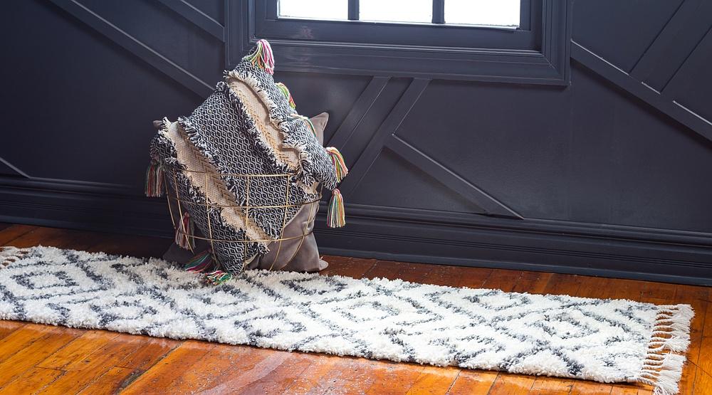 DiamondLuxe Shag - Teppich mit Diamantmuster | Shaggy Hochflorteppich | Weich & Modern | Perfekt für Wohnzimmer