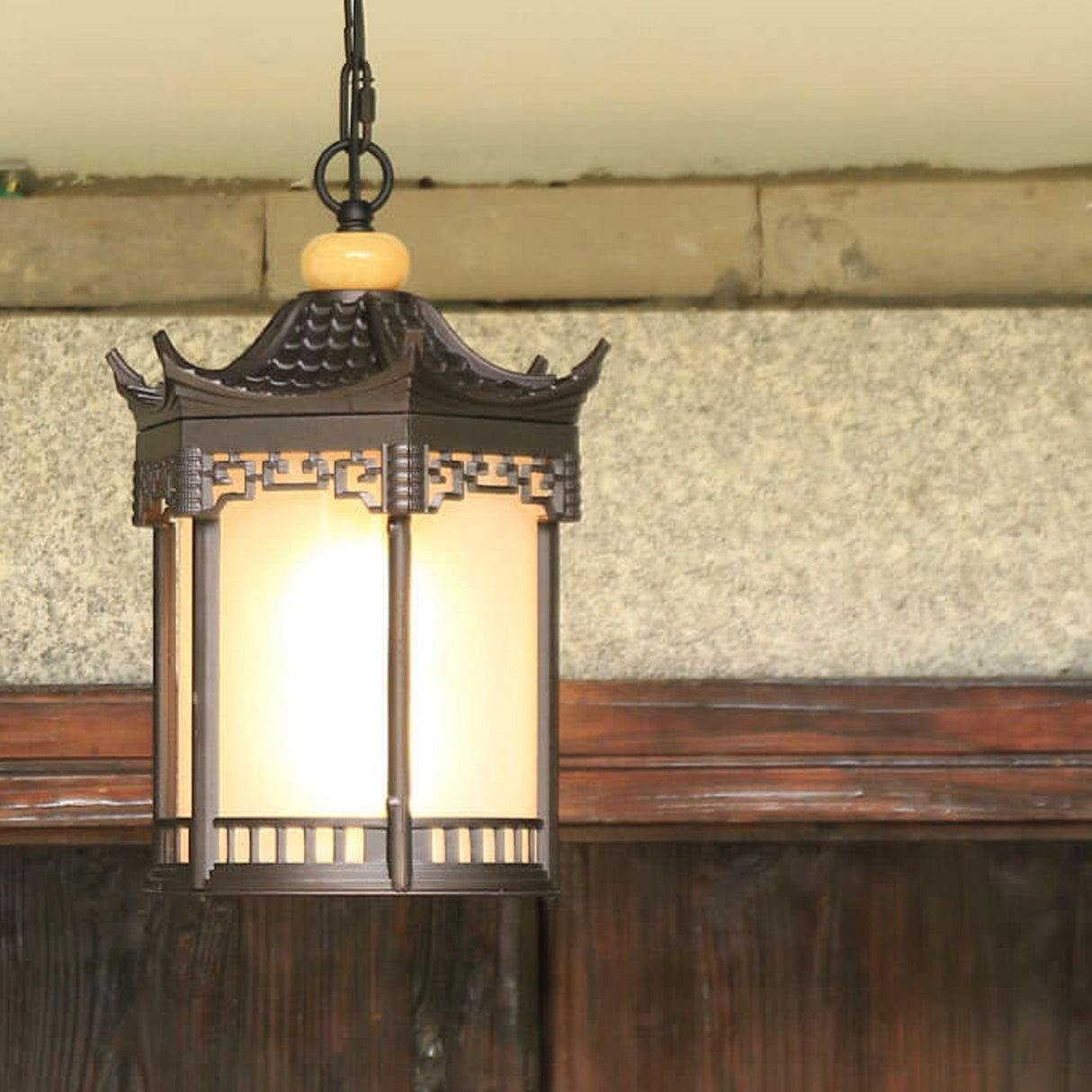 HexaLantern Outdoor LED Hängeleuchte | Wasserdichte Retro-Laterne | Chinesisches Sechseck-Design