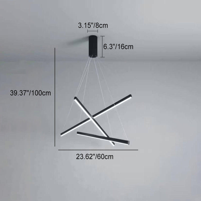 GeoLuma Nordic LED Kronleuchter | Geometrisches Linien-Design aus Eisen & Aluminium | 3-9 Flammen | Modern & Energieeffizient