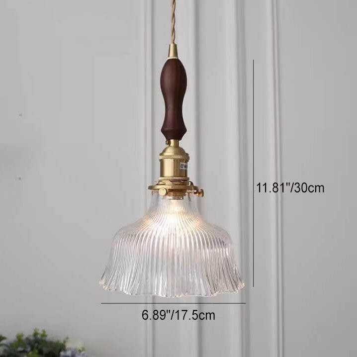 OrnaLite Nordic Pendelleuchte | Kupfer & Walnussholz | Blütendesign | Minimalistischer Stil