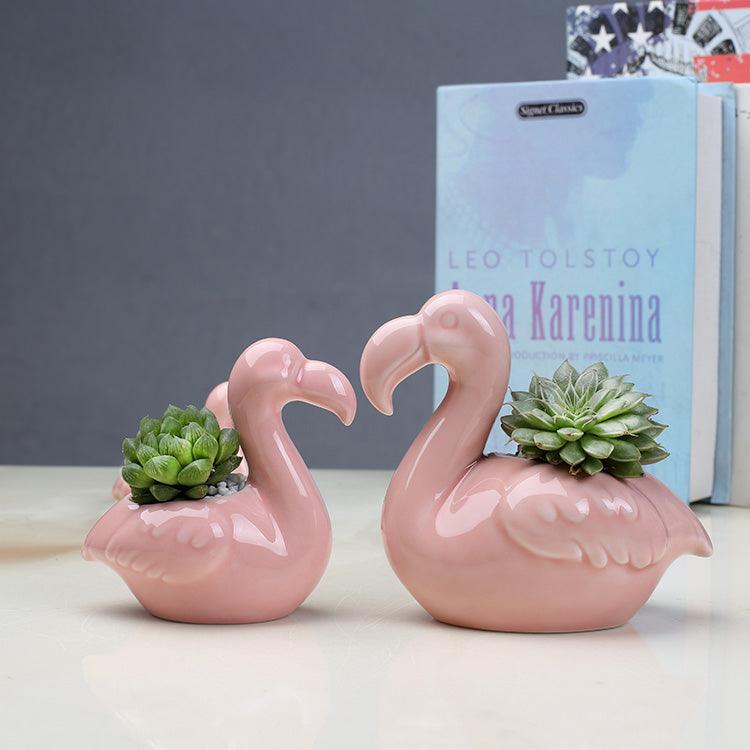 FlamiBloom Flamingo Pflanzentöpfe 2er-Set | Rosa Sukkulenten Töpfe mit Charm | Deko für Innen & Außen