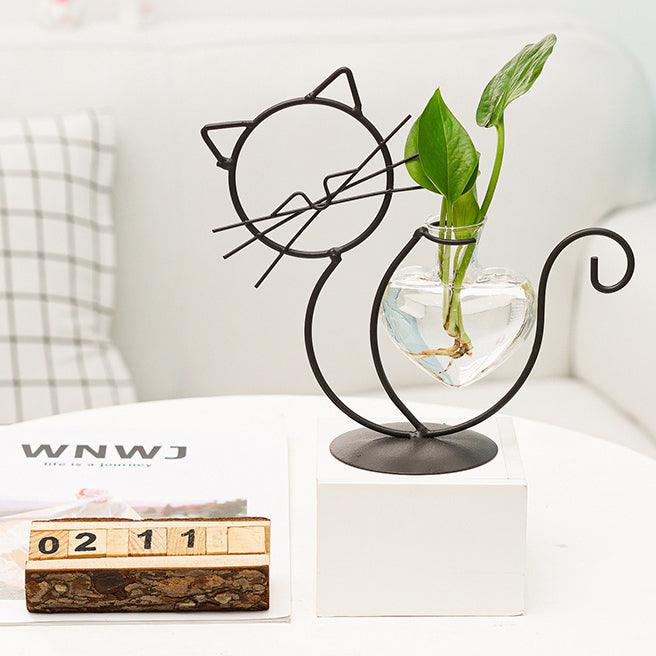 CatBloom – Katzen Pflanzstation mit Glasvase | Herz-Design | Pflanzenvermehrung | Dekoratives Highlight