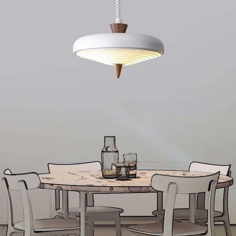 ZenithIron Japanische Hängelampe | Industrielles Design | Walnussholz | Höhenverstellbar | Einflammige Pendelleuchte