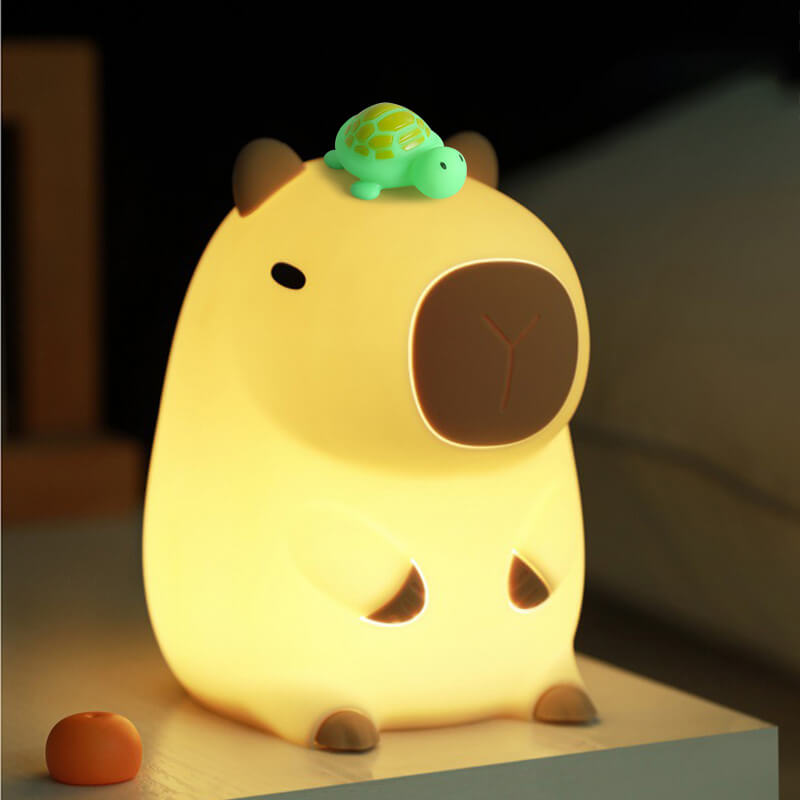 CappyGlow 2024 Capybara Silikon Nachttischlampe | Squishy & Kinderfreundlich | Perfektes Geschenk für Kinder und Mädchen