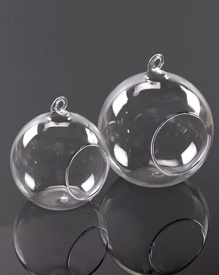 GlobeFlicker Terrarium Glas Teelichthalter | Set aus 2 | Elegante Deko für Zuhause | Stimmungsvolle Beleuchtung