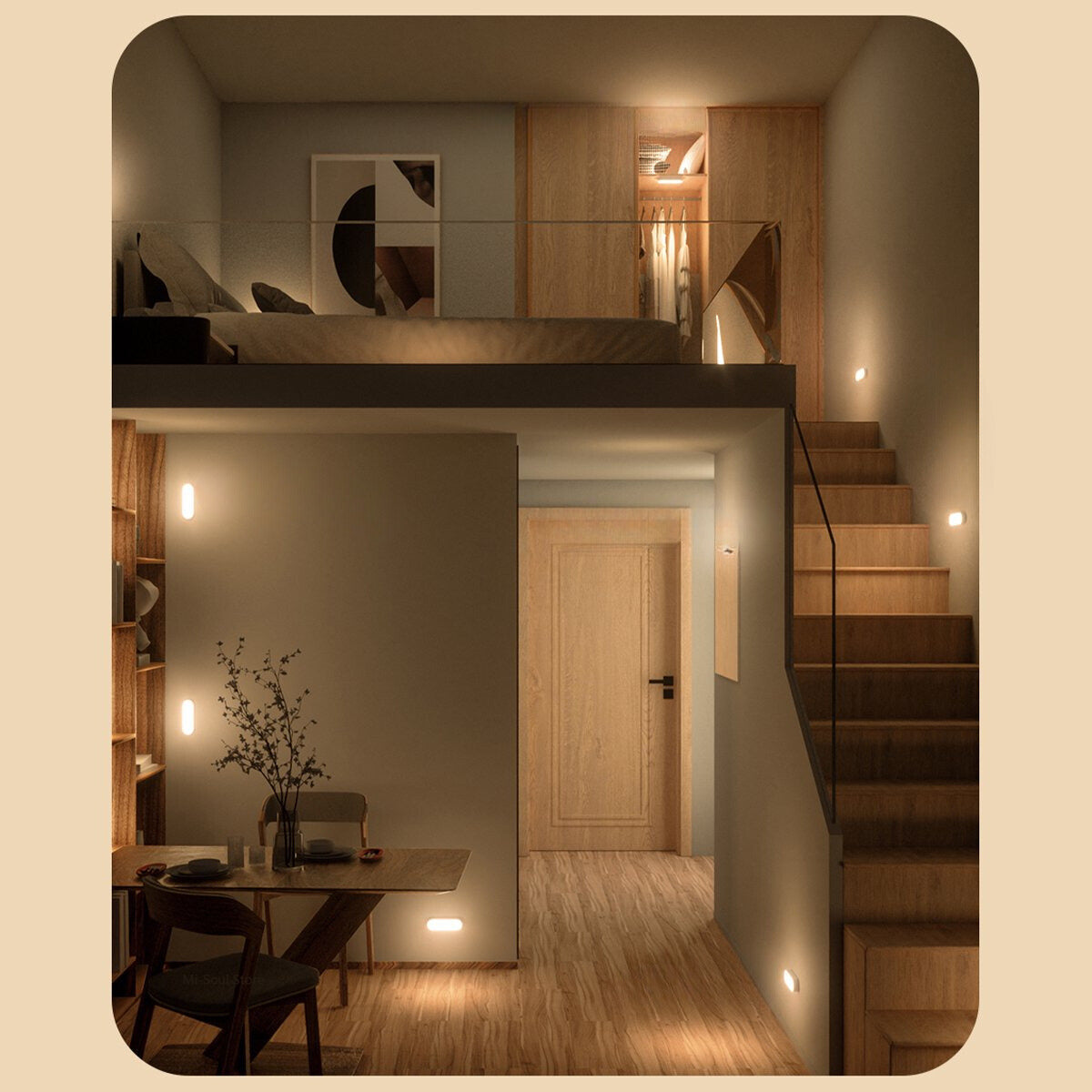 LumiBeam LED Wandlampe mit Bewegungsmelder | USB Wiederaufladbar | Kabellos | Energiesparend | Modernes Design