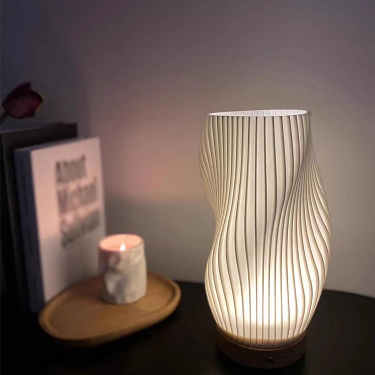 WaveGlow Serene LED Lampe | Moderne Tischleuchte | Stimmungsvolle Beleuchtung für Zuhause