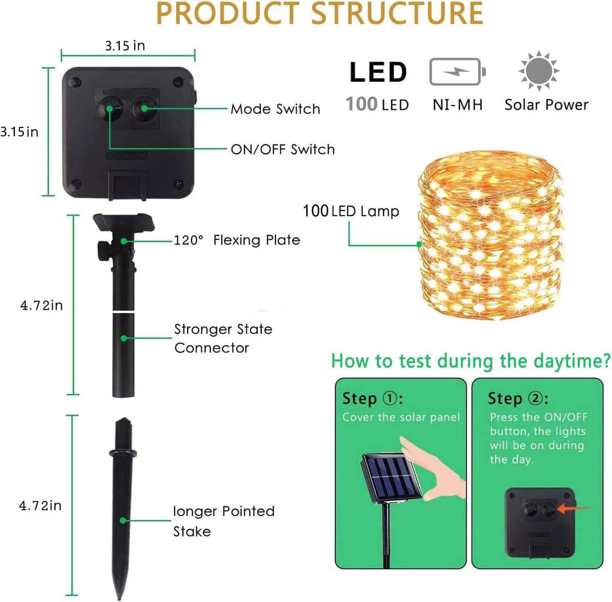 SolarTwinkle Mini Lichterketten | Solarbetriebene LED-Lichter | Outdoor-Deko für Garten & Balkon