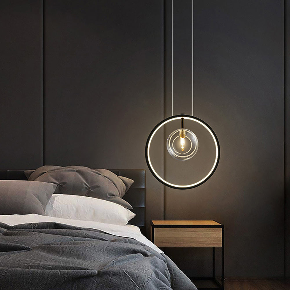 Luminisa Skandinavische Bubble Glas Pendelleuchte mit Ring | Modernes Design | Dimmbar | Elegante Beleuchtung für Esszimmer & Wohnzimmer