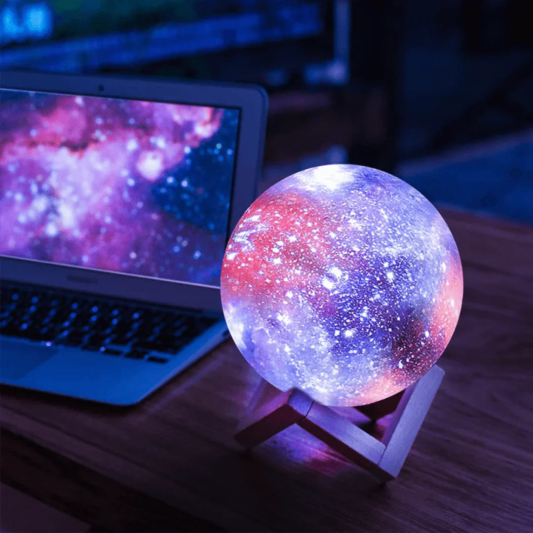 CelestiGlow Galaxy Moon Lamp | 3D-Druck LED Mondlampe | Farbwechsel | Touch & USB-Aufladung | Stimmungslicht für Zuhause
