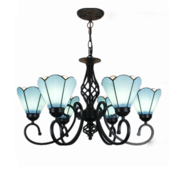 TiffanyGrande Kronleuchter | Europäisches Tiffany-Design | 3/5/6/8-Licht Hängelampe | Elegante Beleuchtung für Wohnräume