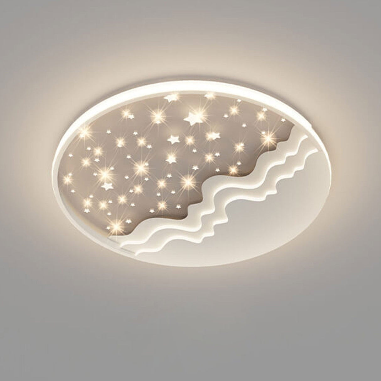 LunaAura Kreative Runde LED-Deckenleuchte | Mond-, Stern- oder Sonnendesign | Dimmbar