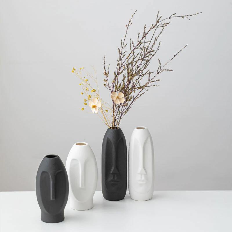 VaseMuse Abstrakte Keramikvase mit Gesichtsdesign | Modernes Deko-Highlight | Zeitlos & Elegant