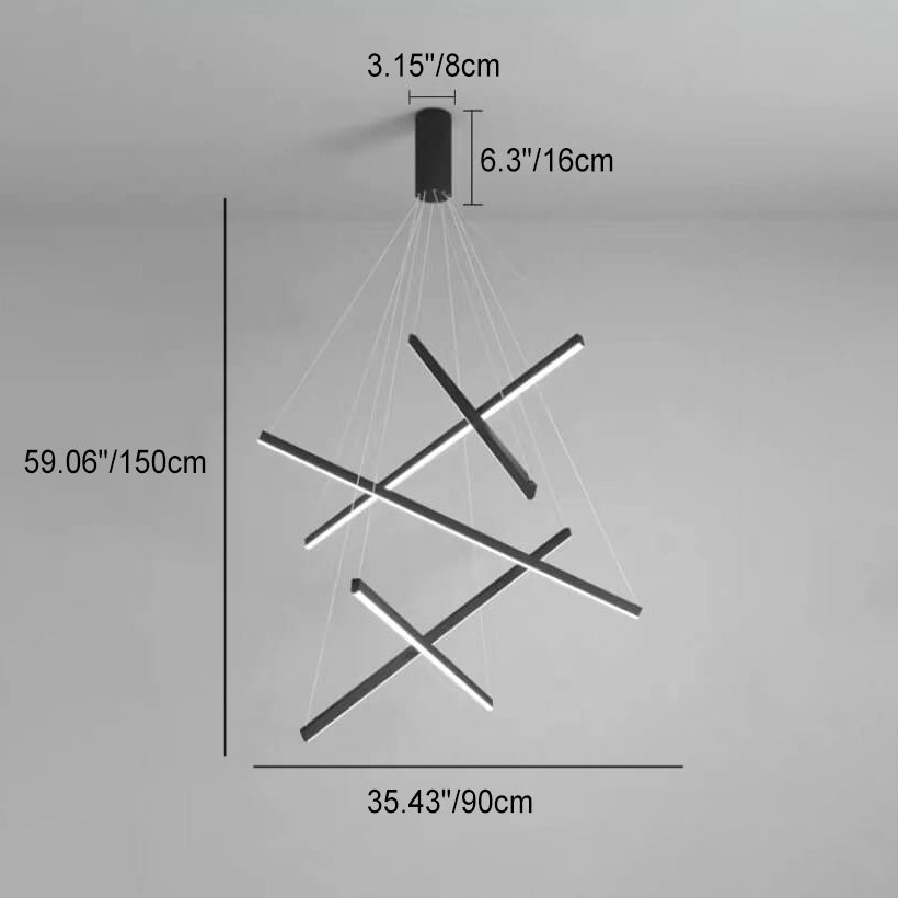 GeoLuma Nordic LED Kronleuchter | Geometrisches Linien-Design aus Eisen & Aluminium | 3-9 Flammen | Modern & Energieeffizient