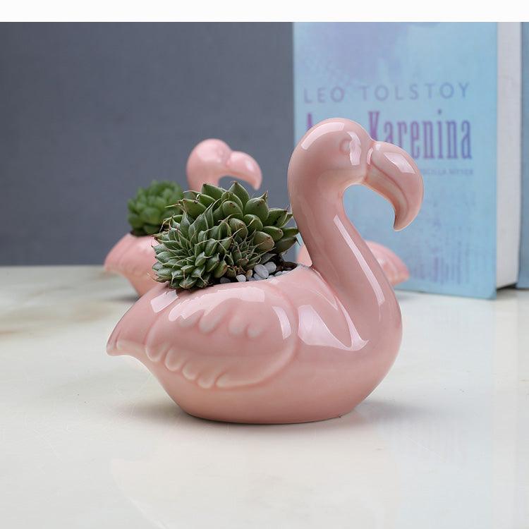 FlamiBloom Flamingo Pflanzentöpfe 2er-Set | Rosa Sukkulenten Töpfe mit Charm | Deko für Innen & Außen