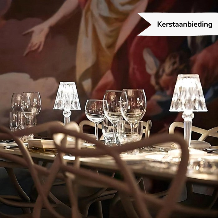 LuxeCrystal Premium LED Tischlampe | Kabellos | Dimmbare Kristallbeleuchtung | Stimmungslicht & Dekoration