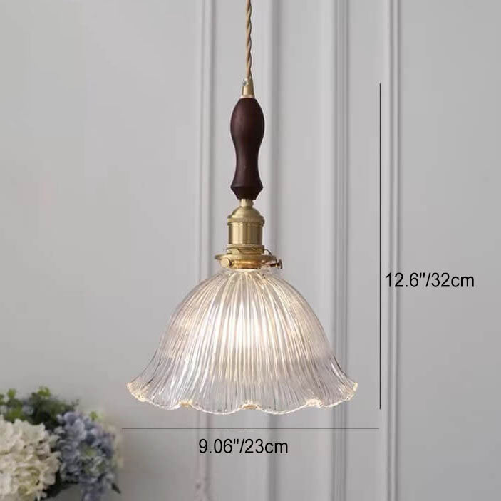 OrnaLite Nordic Pendelleuchte | Kupfer & Walnussholz | Blütendesign | Minimalistischer Stil