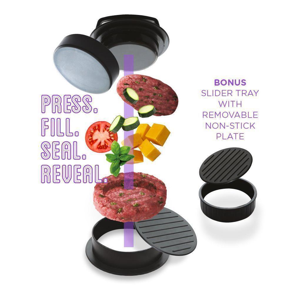 BurgerBuddy 3-in-1 Hamburger Presse | Gefüllte Patty Maker | Perfekt für BBQ & Zuhause | Einfach & Praktisch