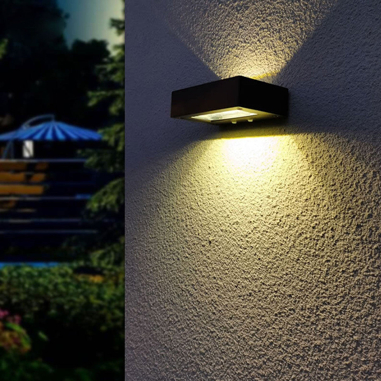 SolarBrite Duo LED Außenwandleuchte | Doppelkopf-Solarleuchte | Wasserdicht & Modern