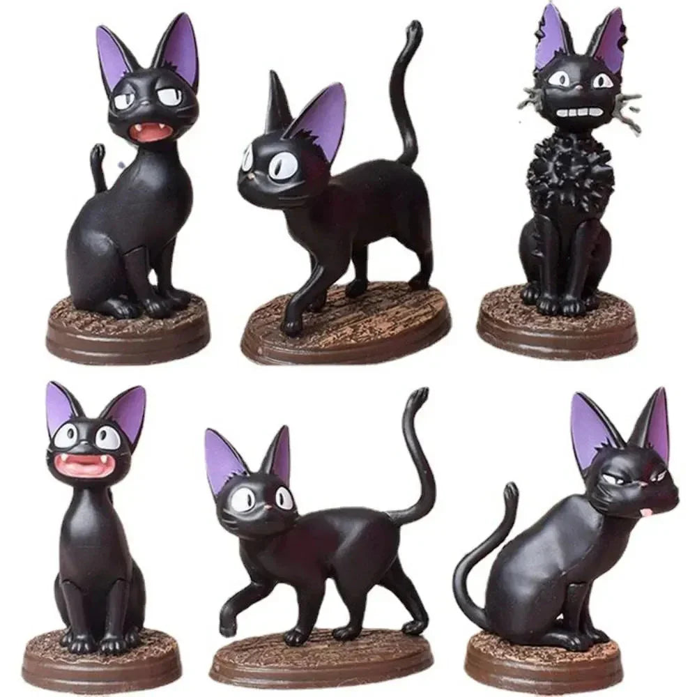 MagicWhisker Cartoon Schwarze Katze Figuren Set | 6-teilig | PVC Action Spielzeug | Kinder Geburtstagsgeschenk