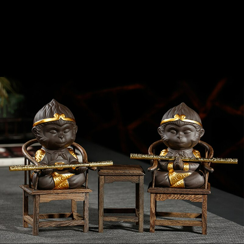 MonkeyKing Teesalon Ornament | Asiatische Dekofigur | Elegantes Affenkönig-Design | Dekoration für Zuhause & Teezeremonien