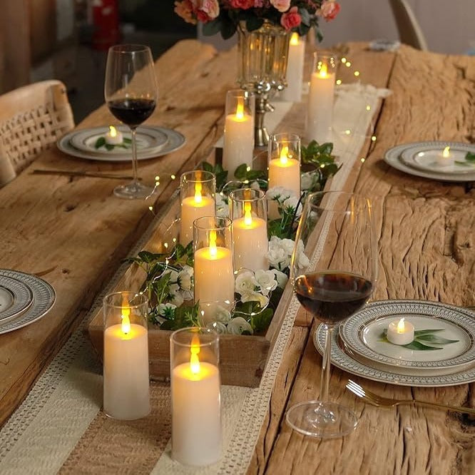 CandleGlow™ LED Flammenlose Kerzen Set | 9er Set Acryl Kerzen | Stimmungsvolle Deko für Zuhause & Events