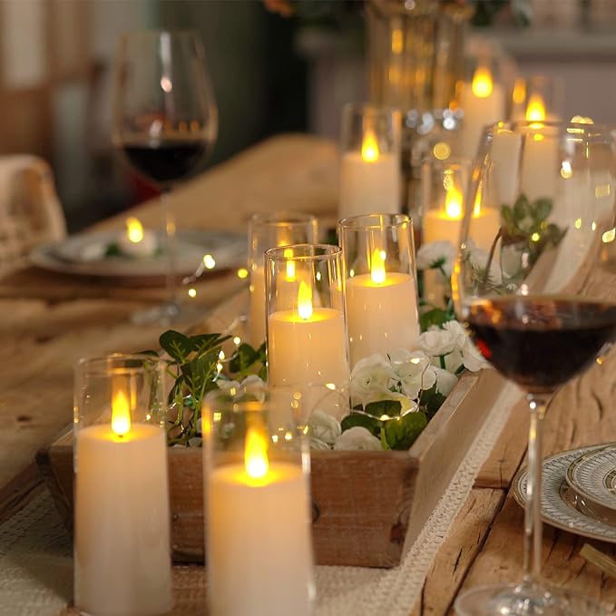 CandleGlow™ LED Flammenlose Kerzen Set | 9er Set Acryl Kerzen | Stimmungsvolle Deko für Zuhause & Events