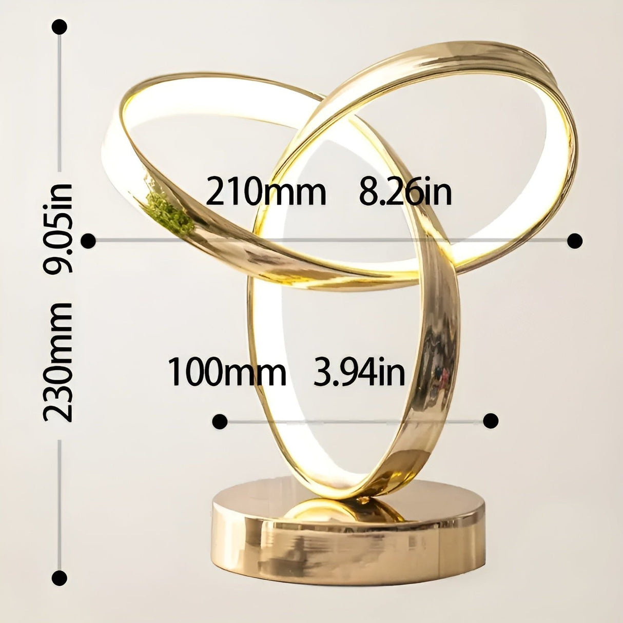 LuxeLoop Möbius-Ring LED Tischlampe | Luxus Leselampe | Modernes Design | Elegante Wohnraumbeleuchtung