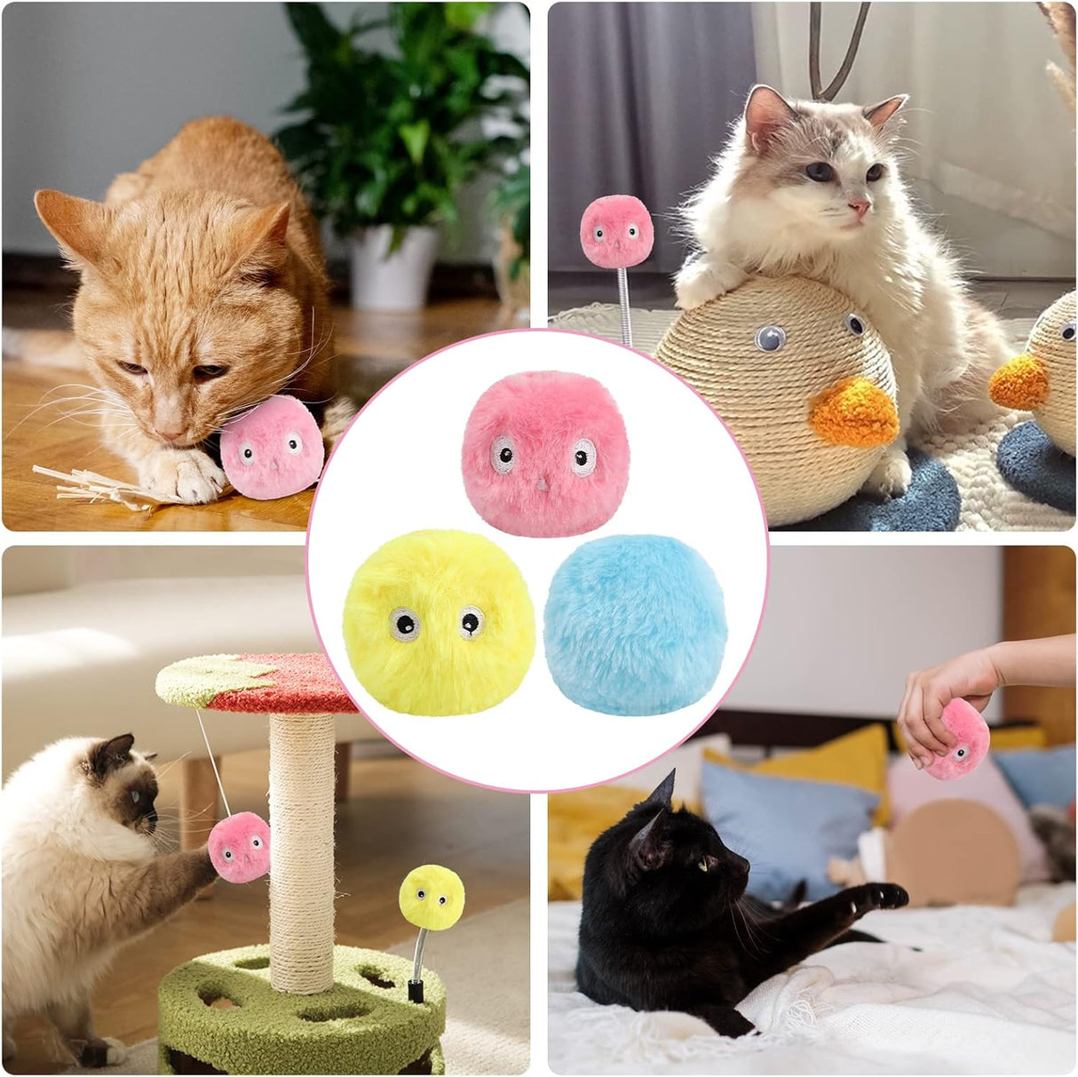 KittySphere Intelligenter Interaktiver Plüschball für Katzen | Fördert Bewegung & Spielspaß | Flauschiges Katzenspielzeug