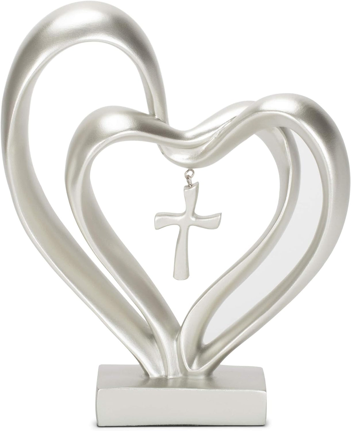 EternalBond Herz-Kreuz Tischdekoration | Symbolische Deko für Hochzeit & Zuhause | In Braun & Silber erhältlich