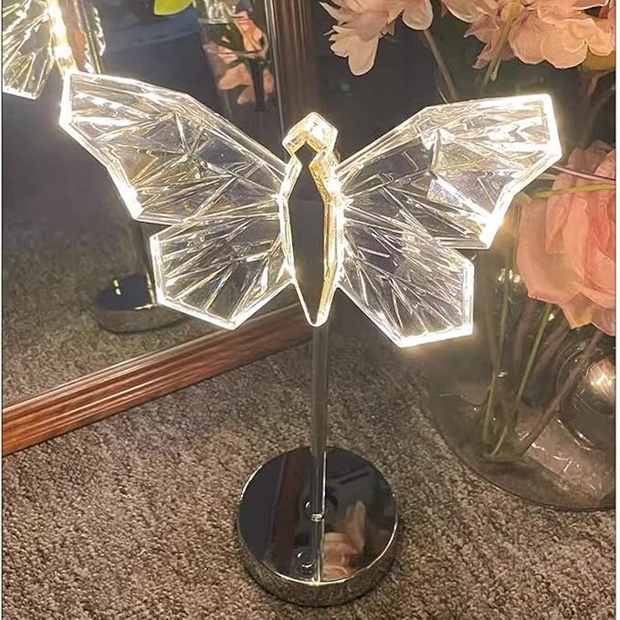 GlowFly Schmetterling Kristall Tischlampe | Elegantes Design | LED-Stimmungslicht