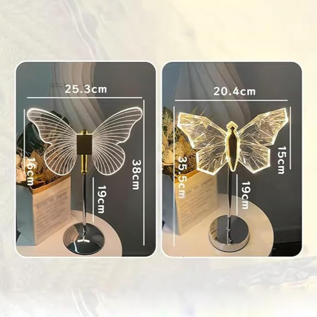 GlowFly Schmetterling Kristall Tischlampe | Elegantes Design | LED-Stimmungslicht