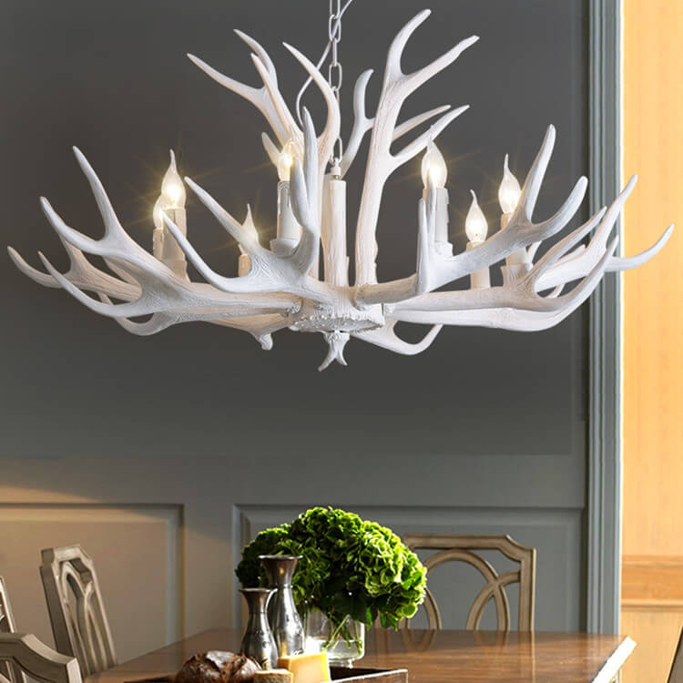 Rustique Antler Style Kronleuchter | Harzdesign | 6-flammig | Landhausstil | Dekorativer Luster