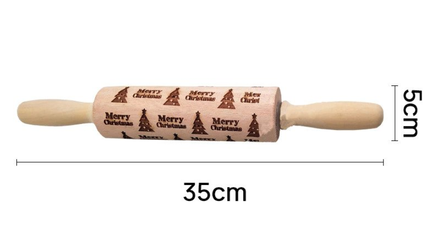 RollArt Prägemuster Nudelholz | Buchenholz Backwerkzeug | Perfekte Muster für Kekse & Teig