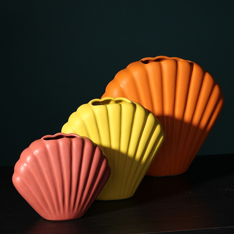 Shellora Schalenbasis Blumenvase | Stilvolle Dekoration | Elegantes Wohnaccessoire