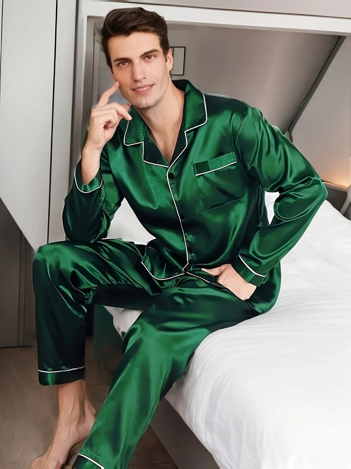 Nachtprestige Luxus Herren Pyjama | Elegante Nachtwäsche | Bequem & Atmungsaktiv | Für erholsamen Schlaf