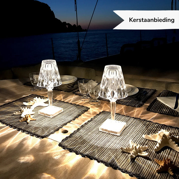 LuxeCrystal Premium LED Tischlampe | Kabellos | Dimmbare Kristallbeleuchtung | Stimmungslicht & Dekoration