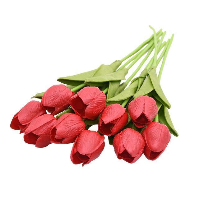 TulipaBloom Künstliche Tulpen aus Seide | 10er-Set | Realistische Blumen für Zuhause & Hochzeiten
