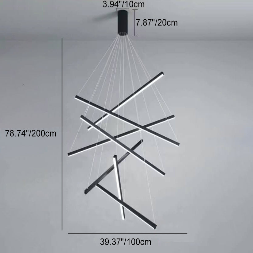 GeoLuma Nordic LED Kronleuchter | Geometrisches Linien-Design aus Eisen & Aluminium | 3-9 Flammen | Modern & Energieeffizient
