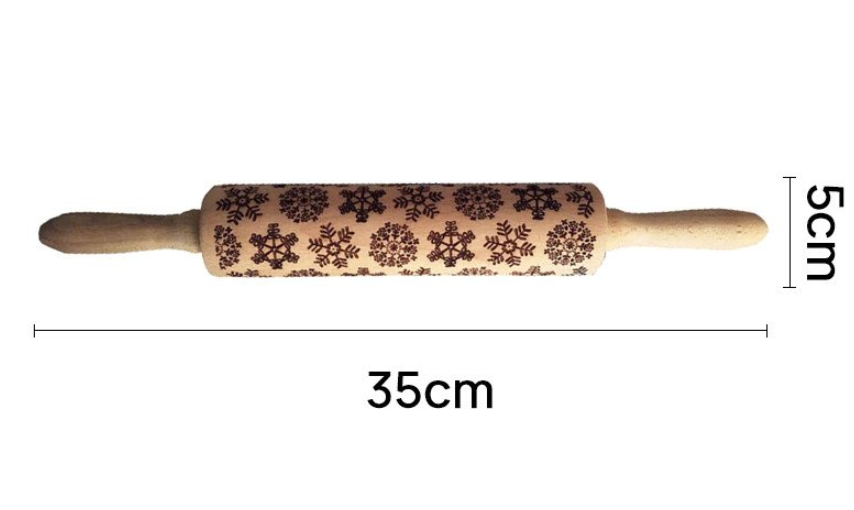RollArt Prägemuster Nudelholz | Buchenholz Backwerkzeug | Perfekte Muster für Kekse & Teig