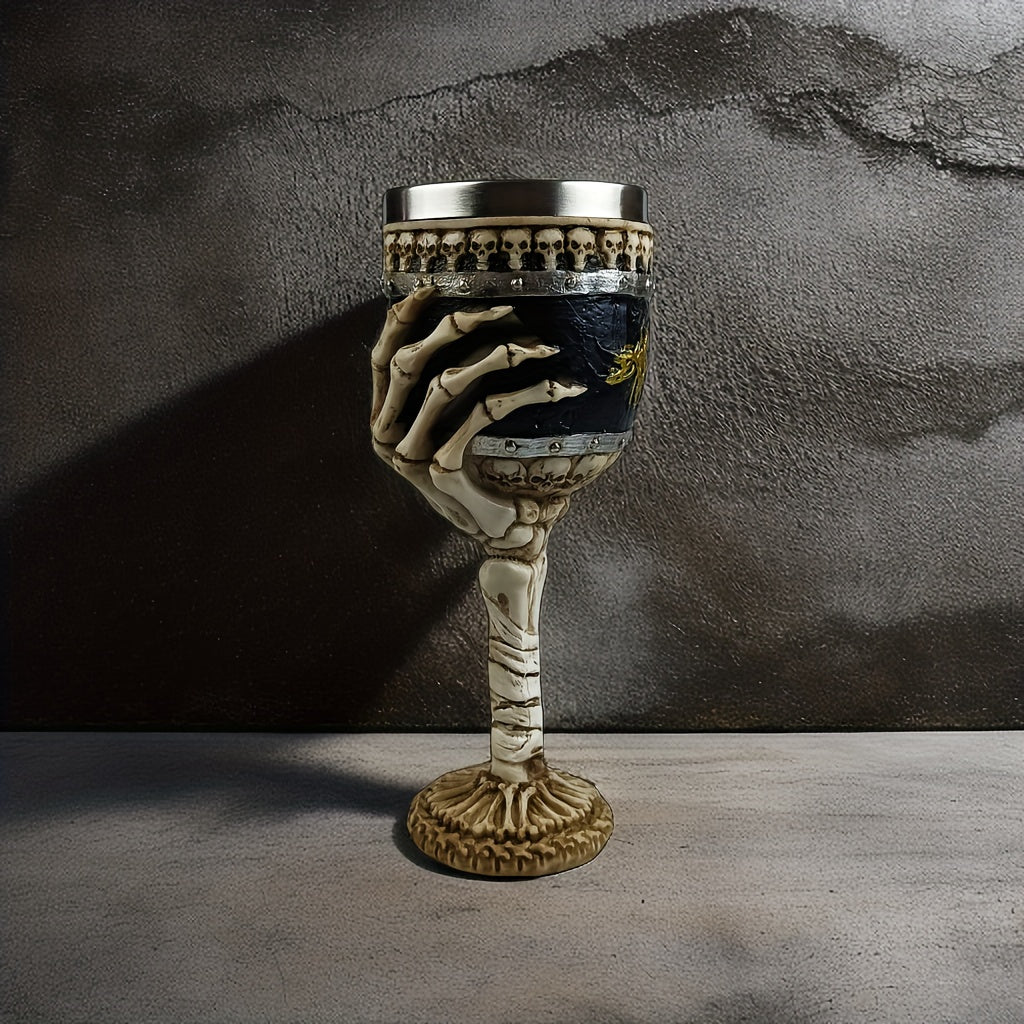 SkullGoblet Gothic Design Weinkelch | Skelett-Handgriff | 200ml Kapazität