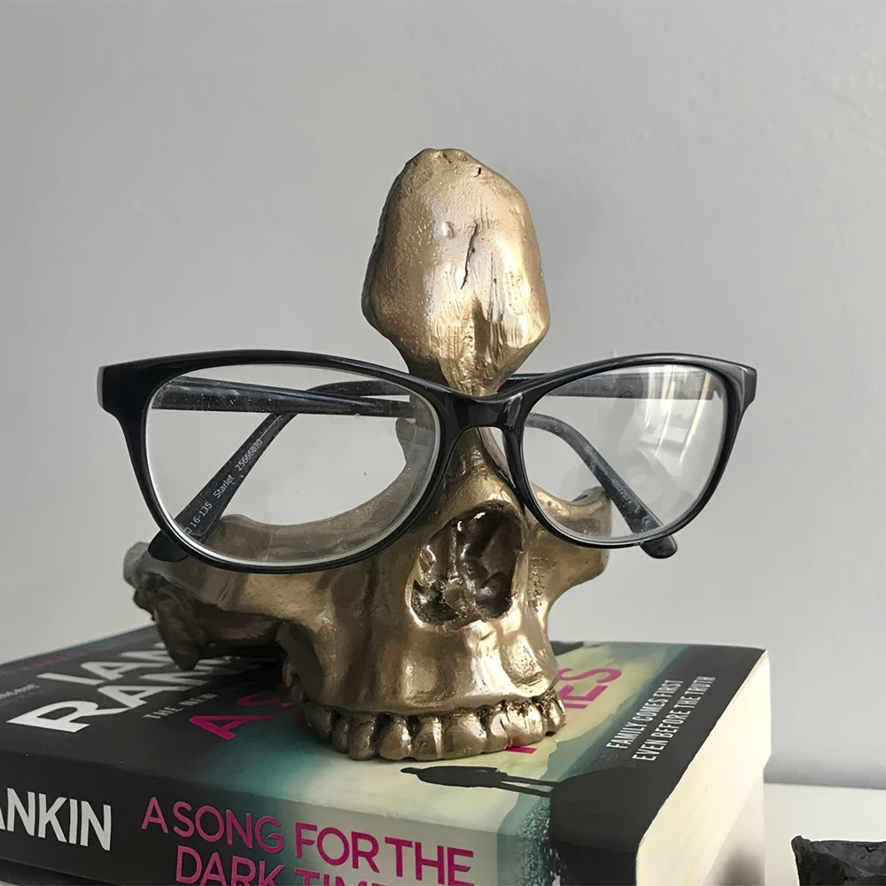 SkullArt Brillenhalter Schädel Statue | Gothic Stil | Deko für Zuhause | Brillenständer