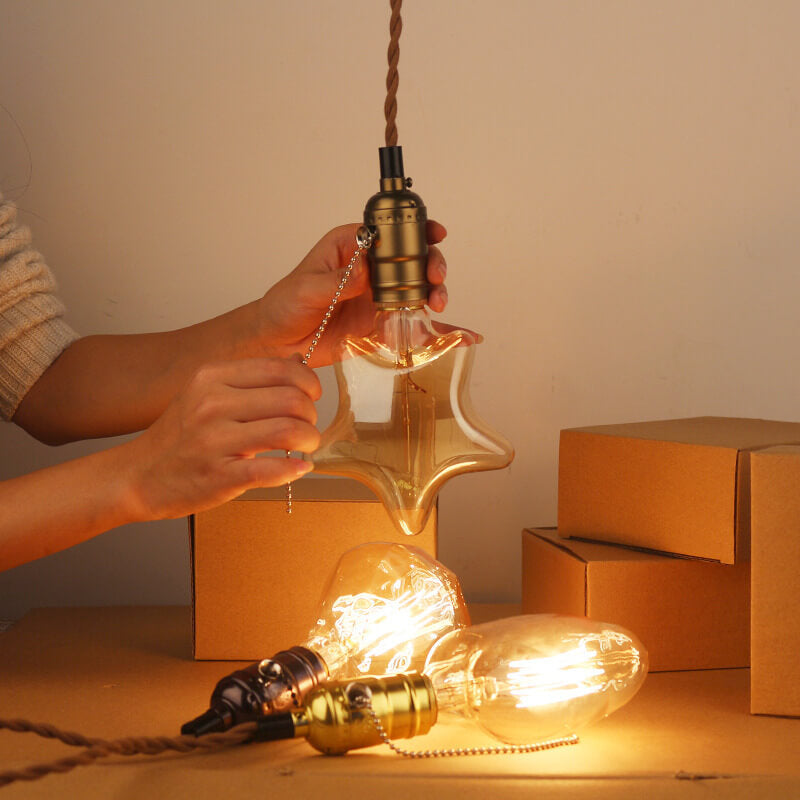 GlowForge Retro Pendelleuchte | Einflammig | Vintage Design in 3 Formen | Deko-Lampe für Zuhause