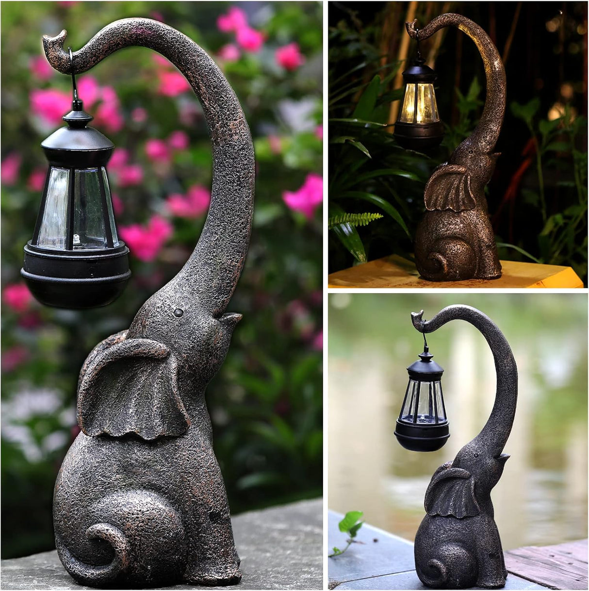 SolarElegance Solar Gartenlampe Enchanted Elephant | Stimmungslicht für Außen | Umweltfreundlich | Garten Deko Lampe