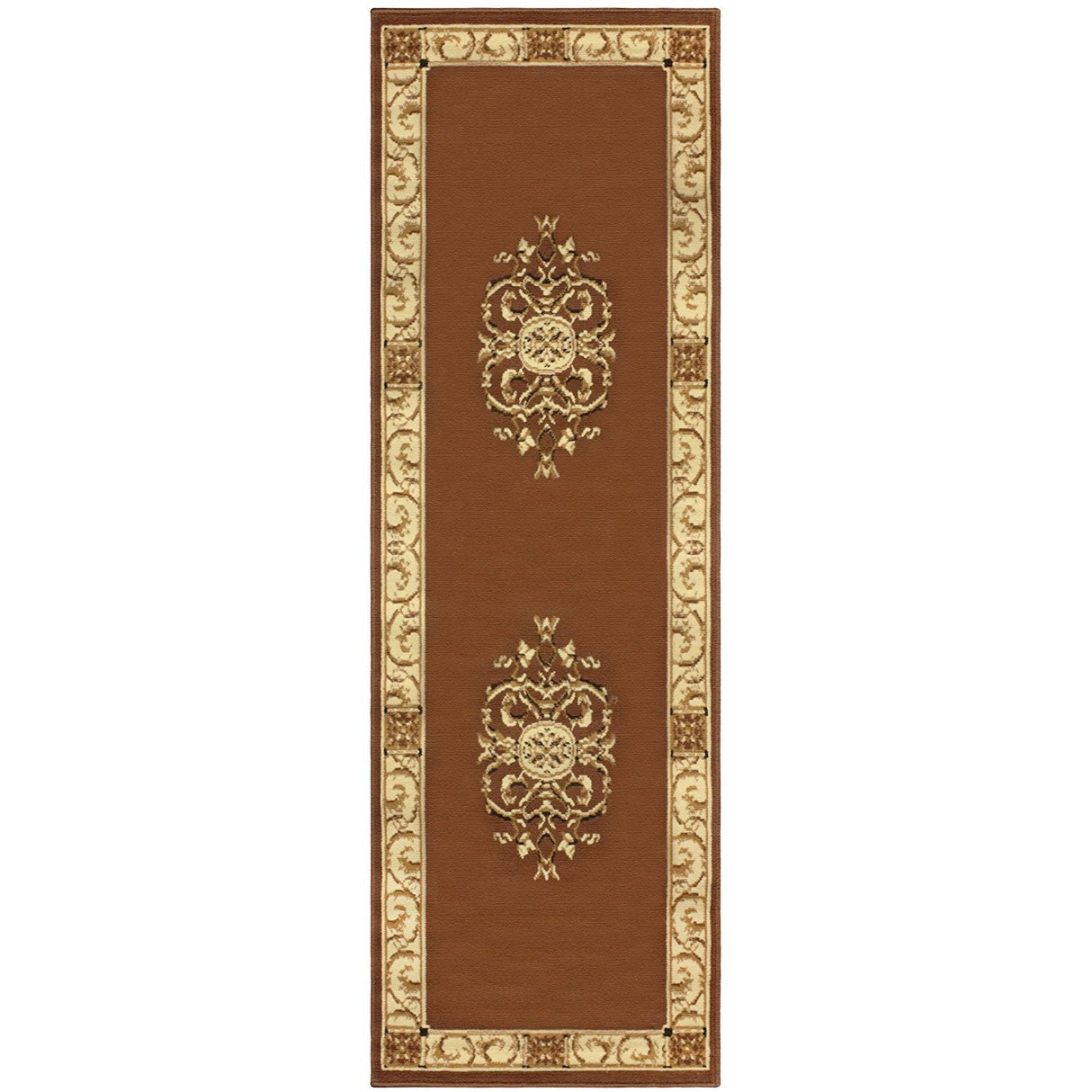 ToffeeBloom Medaillon Teppich | Florales Design in Toffee | Weich & Pflegeleicht | Wohnzimmer & Schlafzimmer