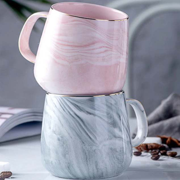 MarbleLux Marmor-Gold-Intarsien-Tasse | Elegante Kaffeetasse | Handgefertigte Porzellantasse für Tee & Kaffee