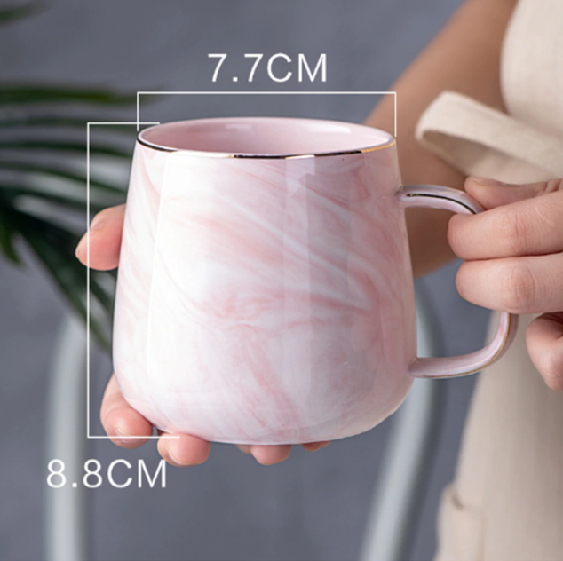 MarbleLux Marmor-Gold-Intarsien-Tasse | Elegante Kaffeetasse | Handgefertigte Porzellantasse für Tee & Kaffee
