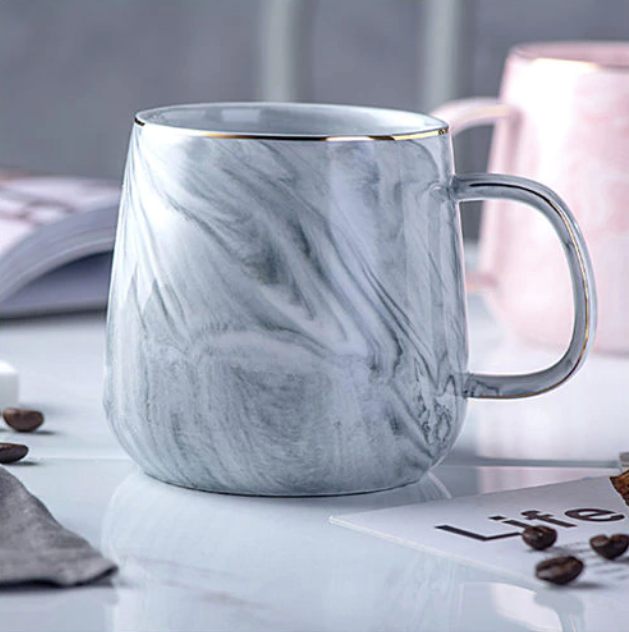 MarbleLux Marmor-Gold-Intarsien-Tasse | Elegante Kaffeetasse | Handgefertigte Porzellantasse für Tee & Kaffee