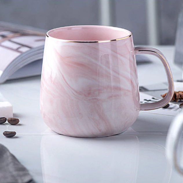 MarbleLux Marmor-Gold-Intarsien-Tasse | Elegante Kaffeetasse | Handgefertigte Porzellantasse für Tee & Kaffee